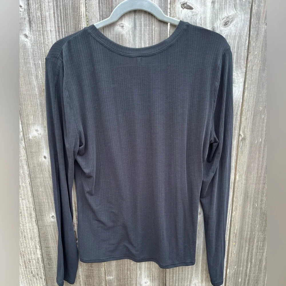 Black Ribbed Henley - Picture 3 of 3